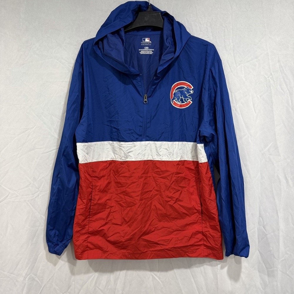 MLB Chicago Cubs‎ 1/4 Zip Baseball Windbreaker Jacket Mens Size Large New